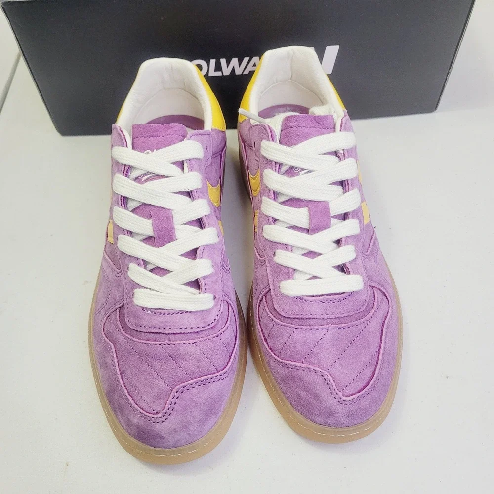 Coolway Women's Goal Sneakers EU 37 (US 6.5) Purple Yellow Suede Low Top Shoes